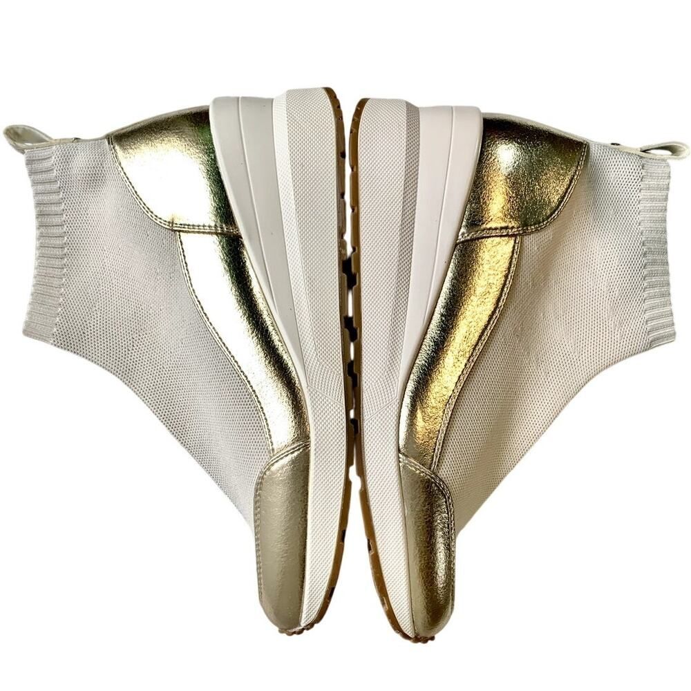 NEW Michael Kors Skyler Logo Cream and Gold Knit Ankle Boots Booties Size 10 - Picture 4 of 7